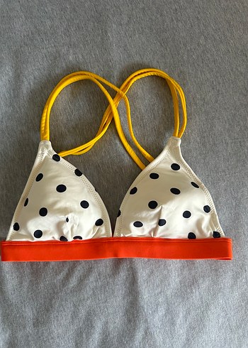 Sarı Askılı Puantiyeli Bikini Üstü