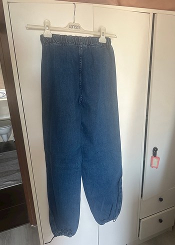 Dilvin Kadın Koyu Mavi Bel Detaylı Salaş Denim Pantolon