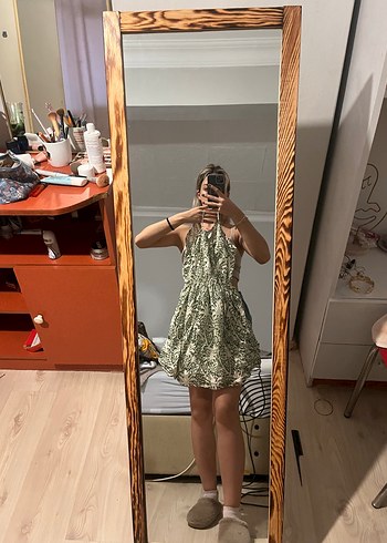 Diğer Şeffaf Kayışlı Mini Yılan Desenli Elbise