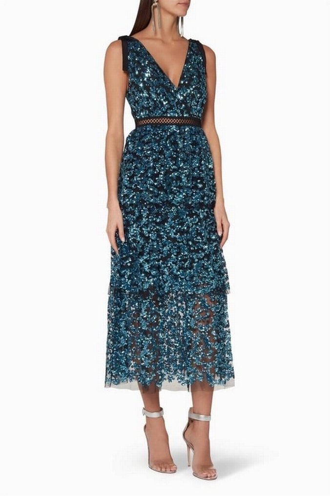 Self Portrait Midi Kokteyl Elbise - Görsel 2