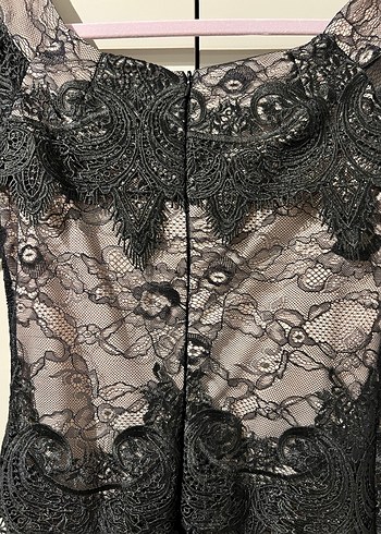 Dantel Detaylı Siyah Romantik Elbise - Görsel 8