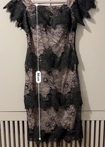 Dantel Detaylı Siyah Romantik Elbise - Görsel 5