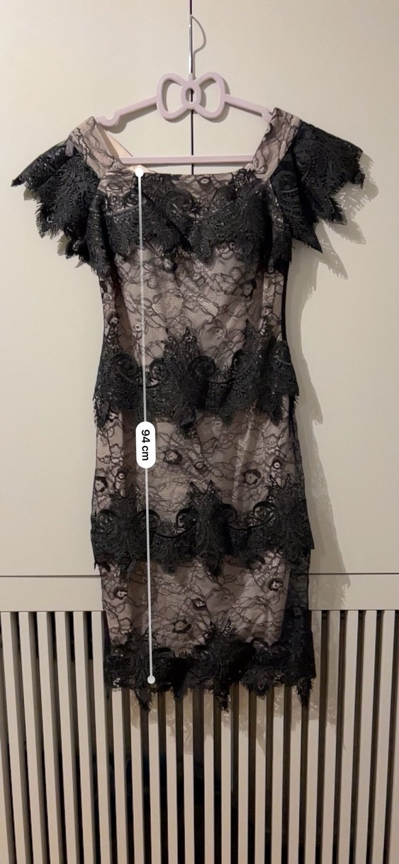 Dantel Detaylı Siyah Romantik Elbise - Görsel 5