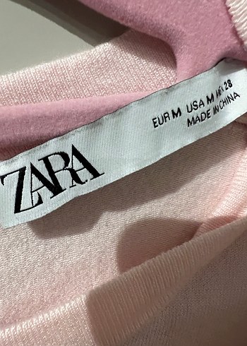 Zara Kısa Kollu Pembe Triko - Görsel 4