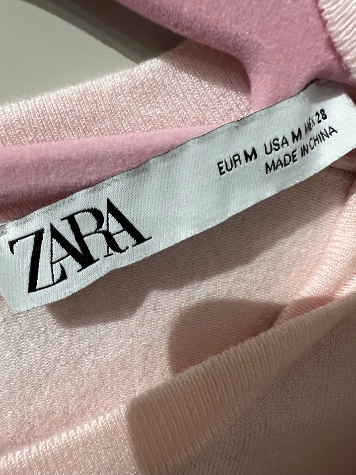 Zara Kısa Kollu Pembe Triko - Görsel 4