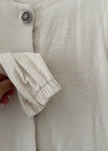 l Beden Bej Düğmeli Uzun Keten Elbise