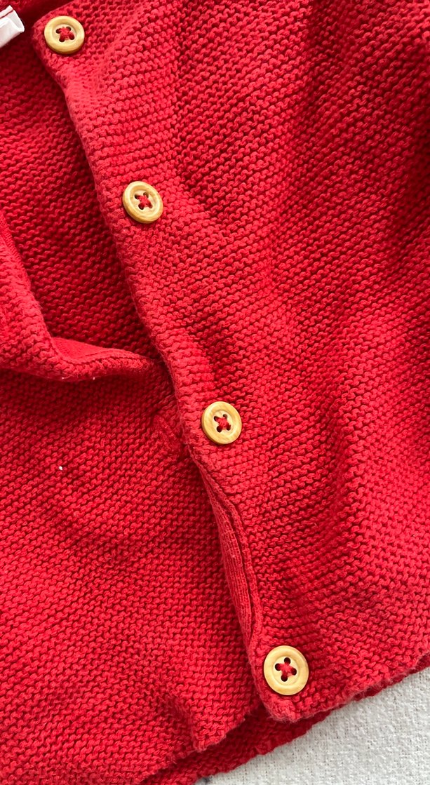 Kız Çocuk Kırmızı Örgü Hırka - Görsel 3