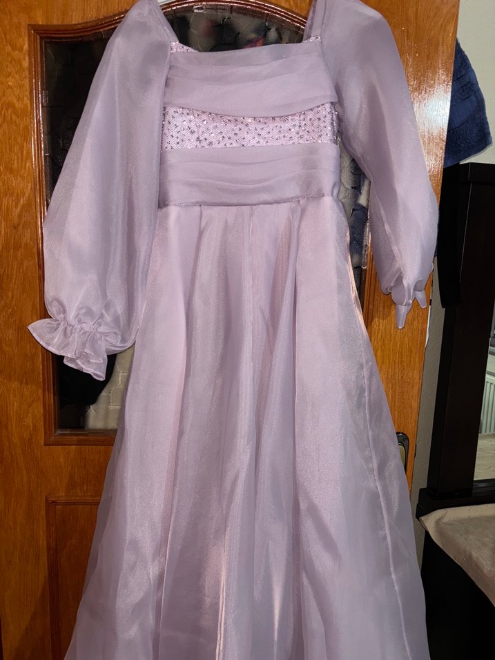 Lila Uzun Kollu Vintage Çocuk Elbise (12 yaş) - Görsel 3