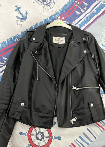 Deri Siyah Biker Ceket Kadın - Görsel 2