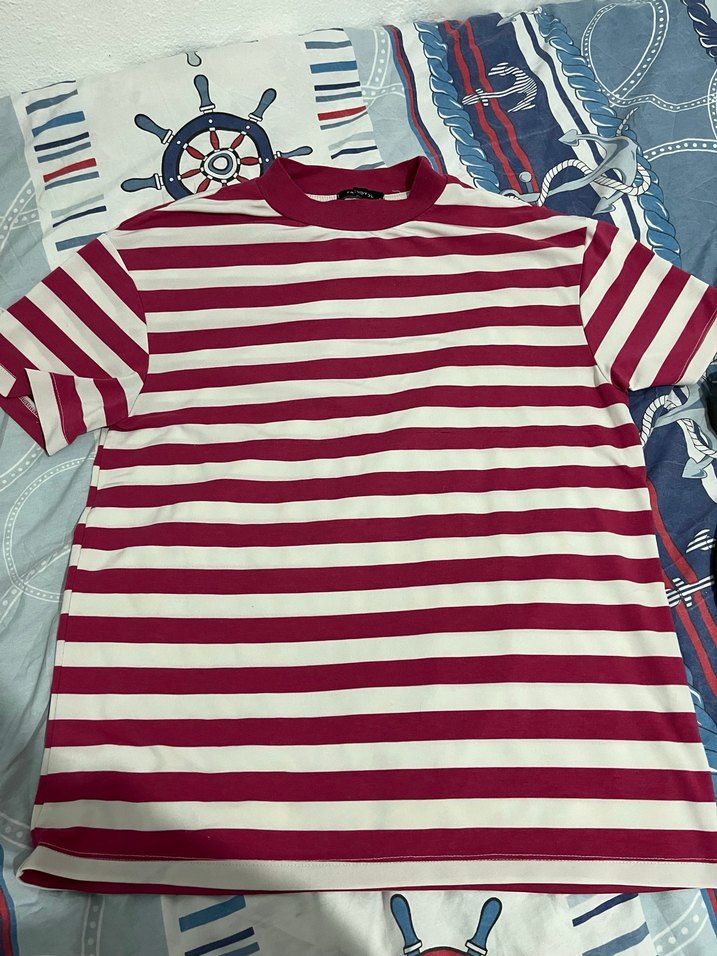 Pembe Çizgili Hamile Tişörtü - Görsel 2