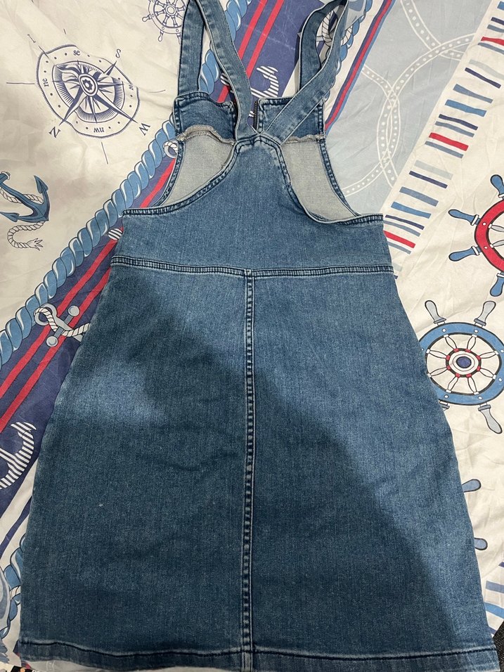 Fermuarlı Mavi Denim Kadın Salopet 
Kot tulum - Görsel 4