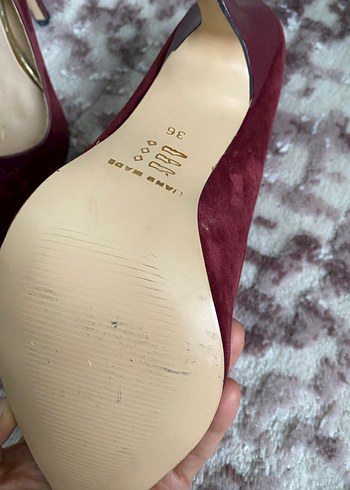 Bordo Süet Stiletto Kadın Ayakkabı - Görsel 2