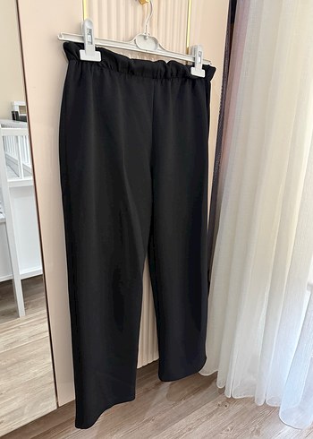 Diğer Rahat Ve Sik Siyah Bol Paca Scuba Pantolon