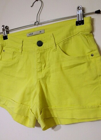 xs Beden sarı Renk Xside Jean Sarı Mini Şort 