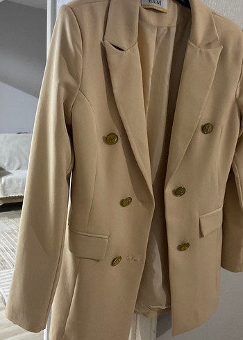 38 Beden ten rengi Renk Düğmeli Bej Kadın Blazer Ceket