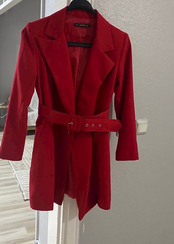 Kemerli Kırmızı Kadın blazer ceket