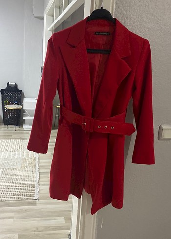 s Beden Kemerli Kırmızı Kadın blazer ceket