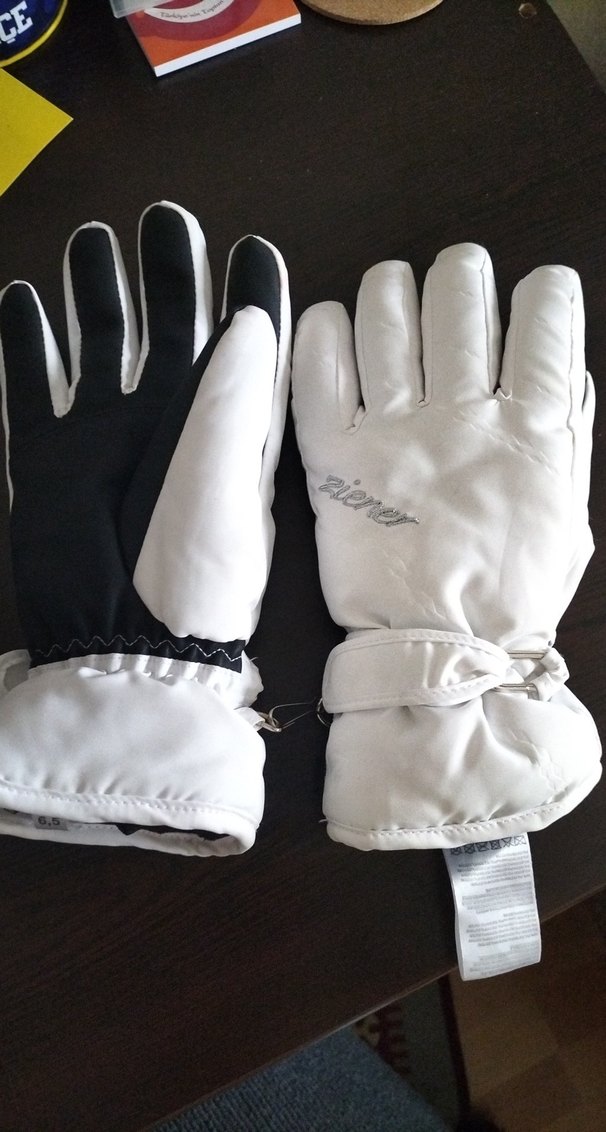 Kadın Beyaz Kayak Eldiveni Velcro - Görsel 2