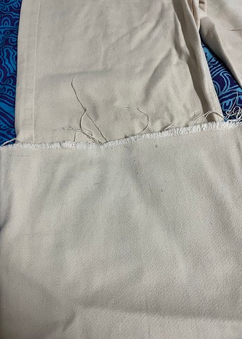 Bej Midi Kadın Kot Pantolon, Salaş Kesim, Paça Orijinal - Görsel 5