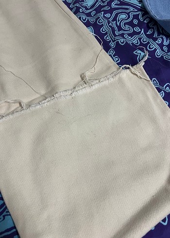 Bej Midi Kadın Kot Pantolon, Salaş Kesim, Paça Orijinal - Görsel 6