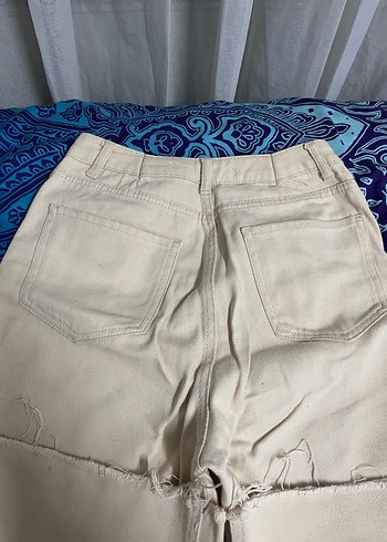 Bej Midi Kadın Kot Pantolon, Salaş Kesim, Paça Orijinal - Görsel 7