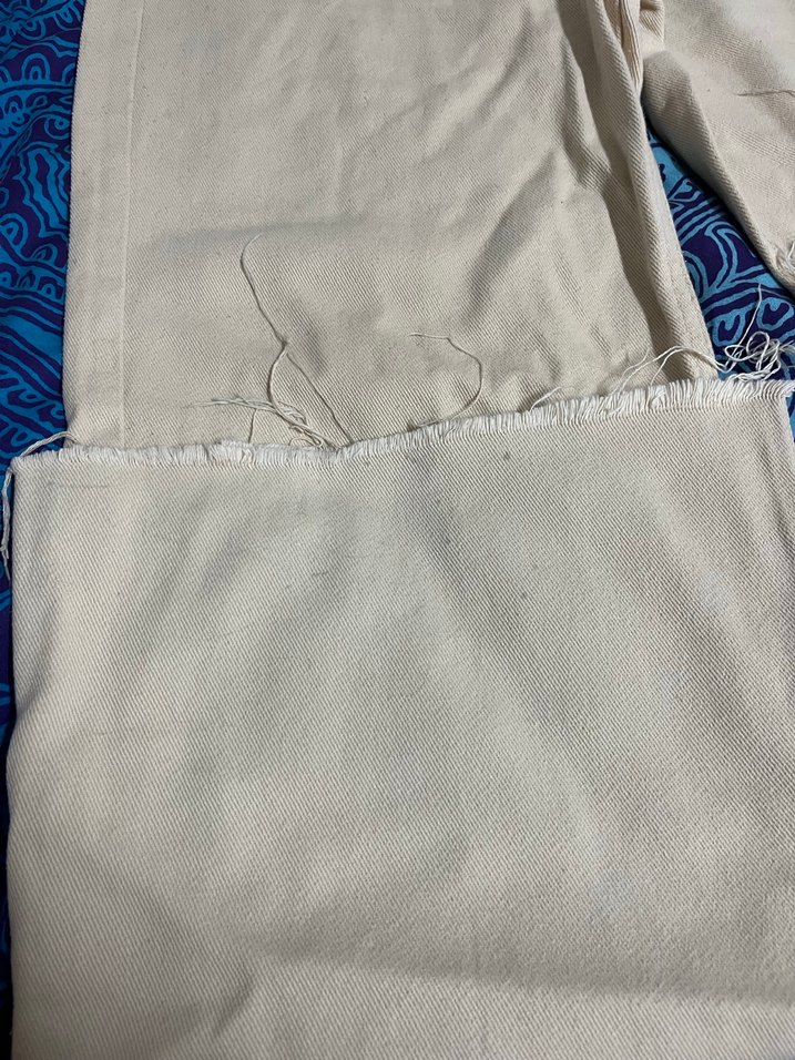 Bej Midi Kadın Kot Pantolon, Salaş Kesim, Paça Orijinal - Görsel 5