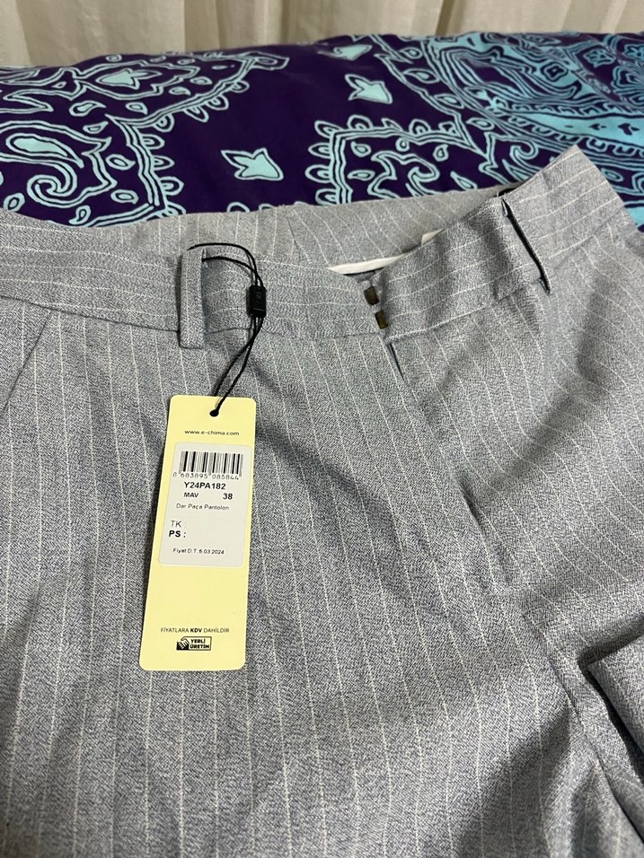 CHİMA Gri Kemerli Kadın Kumaş Pantolon - Görsel 3