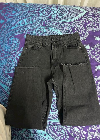 Antrasit Düğmeli Salaş Denim Kadın Pantolon - Görsel 3