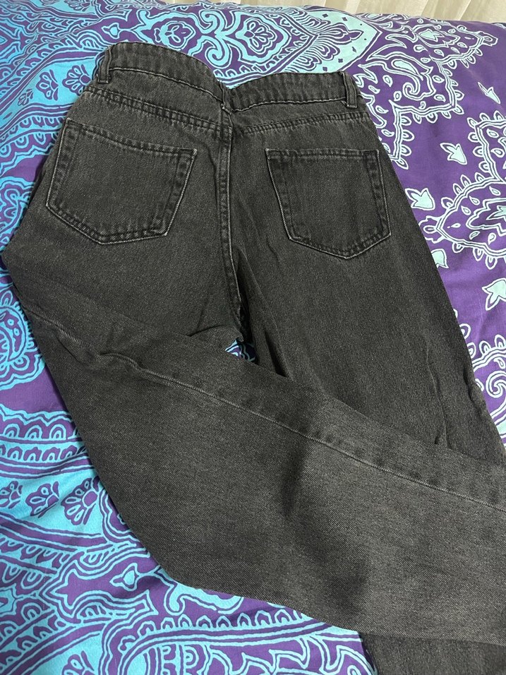 Antrasit  Düğmeli Salaş Denim Kadın Pantolon - Görsel 5