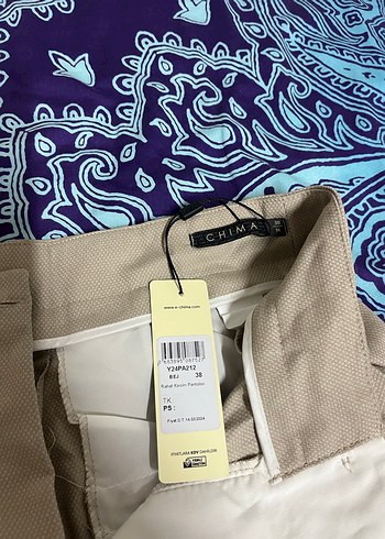 CHİMA ETİKETLİ Bej Düğmeli Kadın Kumaş Pantolon - Görsel 3