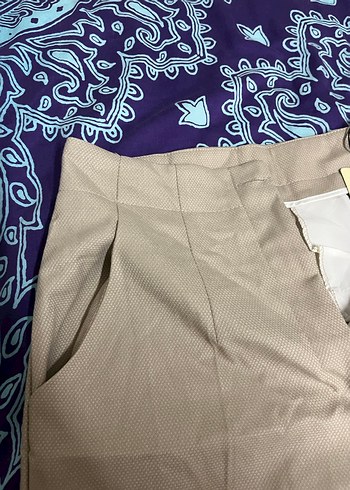 CHİMA ETİKETLİ Bej Düğmeli Kadın Kumaş Pantolon - Görsel 4
