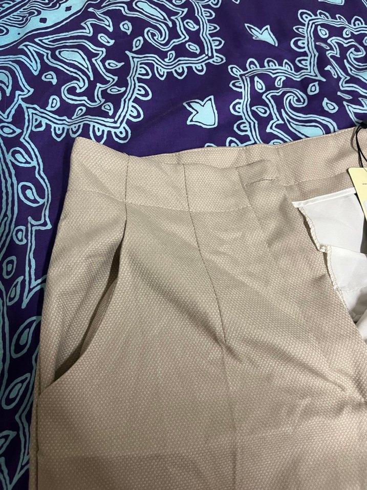 CHİMA ETİKETLİ Bej Düğmeli Kadın Kumaş Pantolon - Görsel 4