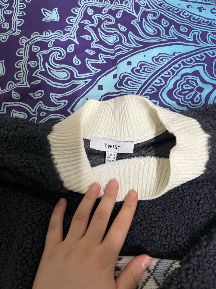 Nakışlı Bohem Kadın Gri Kazak - Görsel 2