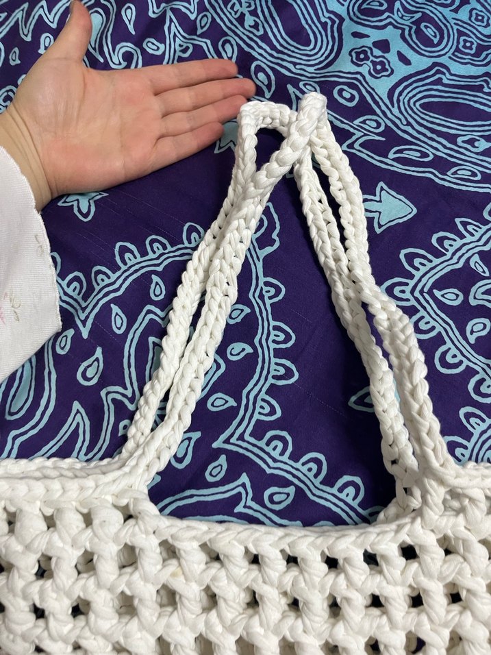 Beyaz El Emeği Örgü Bohem Kadın Çanta - Görsel 3