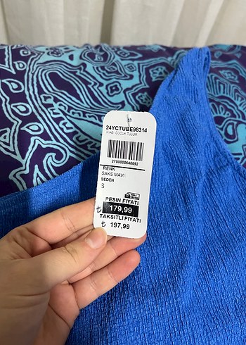 Mavi Kadın Örgü Uzun Tulum - Görsel 3