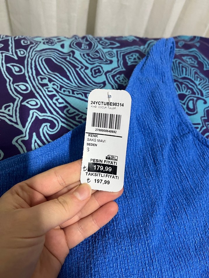 Mavi Kadın Örgü Uzun Tulum - Görsel 3