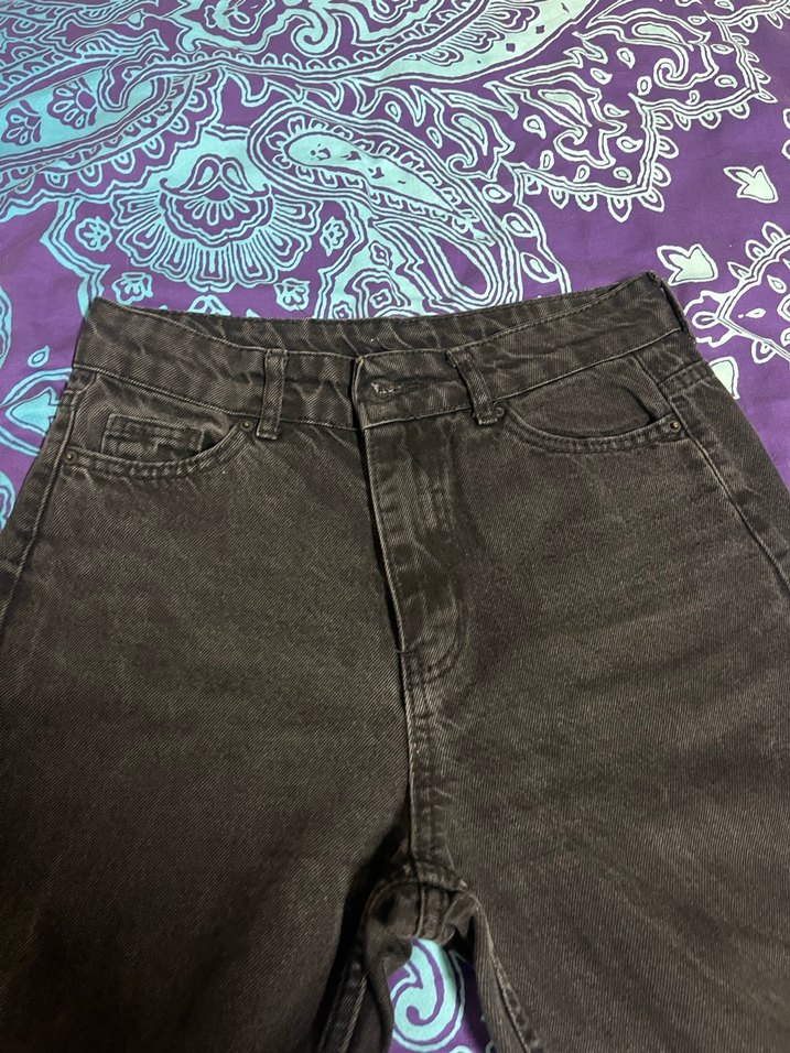 Siyah Batik Desenli Salaş Kadın Denim Pantolon - Görsel 3