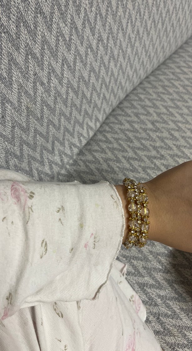 Boncuk İşlemeli Bej Gold Bohem Kadın Bileklik - Görsel 2