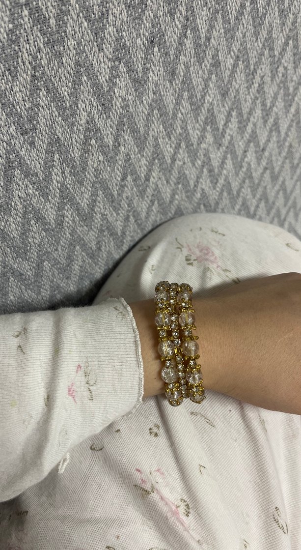 Boncuk İşlemeli Bej Gold Bohem Kadın Bileklik - Görsel 3