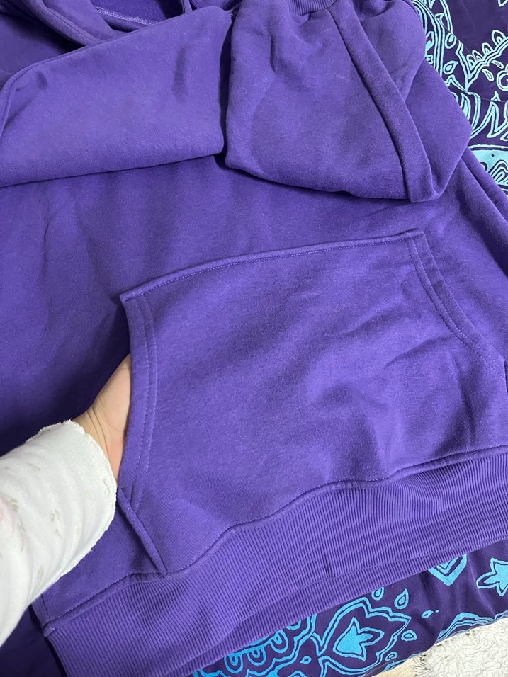 Mor Kapüşonlu Kadın Oversize Sweatshirt - Görsel 4