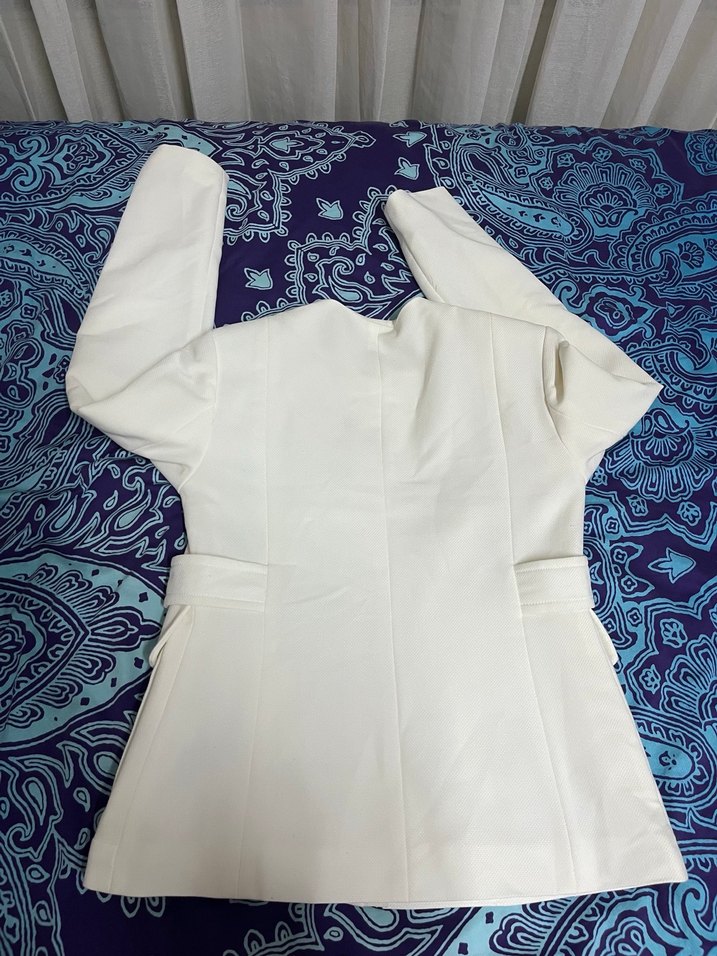 Stradivarius Beyaz Fermuarlı Kadın Blazer Ceket - Görsel 4