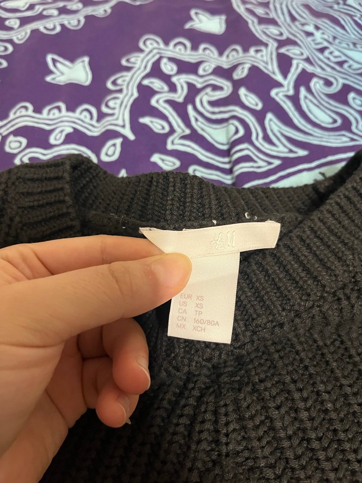 H&M Gri Örgü Kadın Kazak, Uzun Kollu, Salaş - Görsel 3