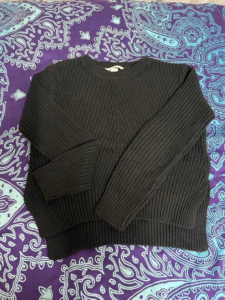 H&M Gri Örgü Kadın Kazak, Uzun Kollu, Salaş - Görsel 2