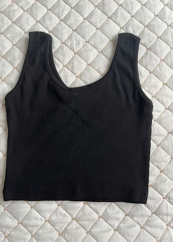 Siyah Kolsuz Crop Top - Görsel 2