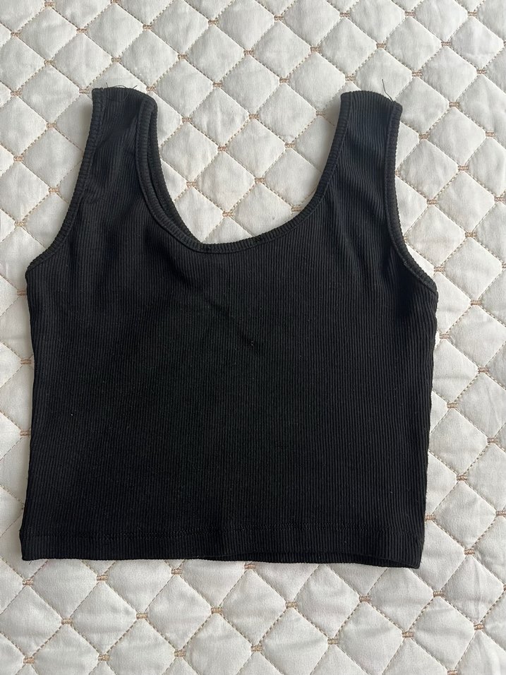 Siyah Kolsuz Crop Top - Görsel 2