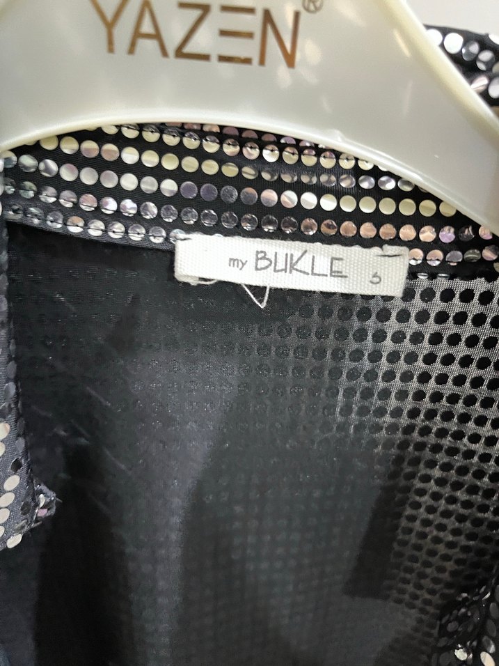 Siyah Yılan Desenli Uzun Kadın Ceket - Görsel 3