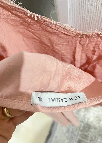 Pembe Keten V Yakalı Kolsuz Mini Bluz - Görsel 3