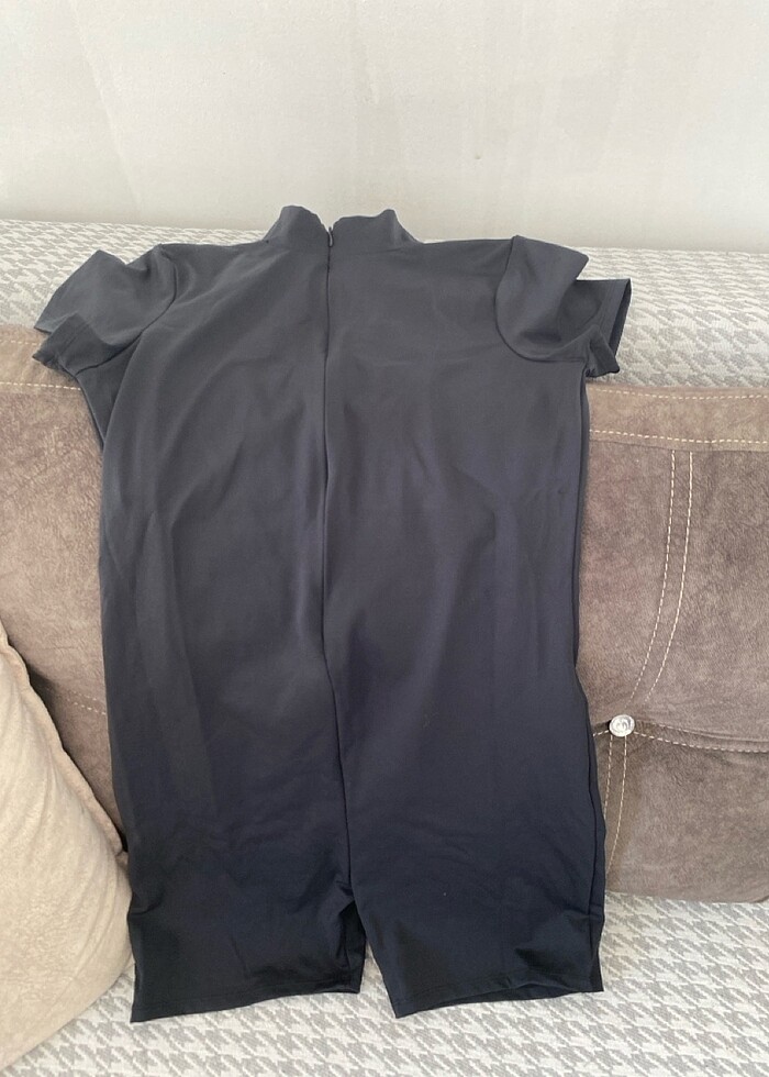 Fermuarlı mini kısa kol toparlayıcı tulum - Görsel 5