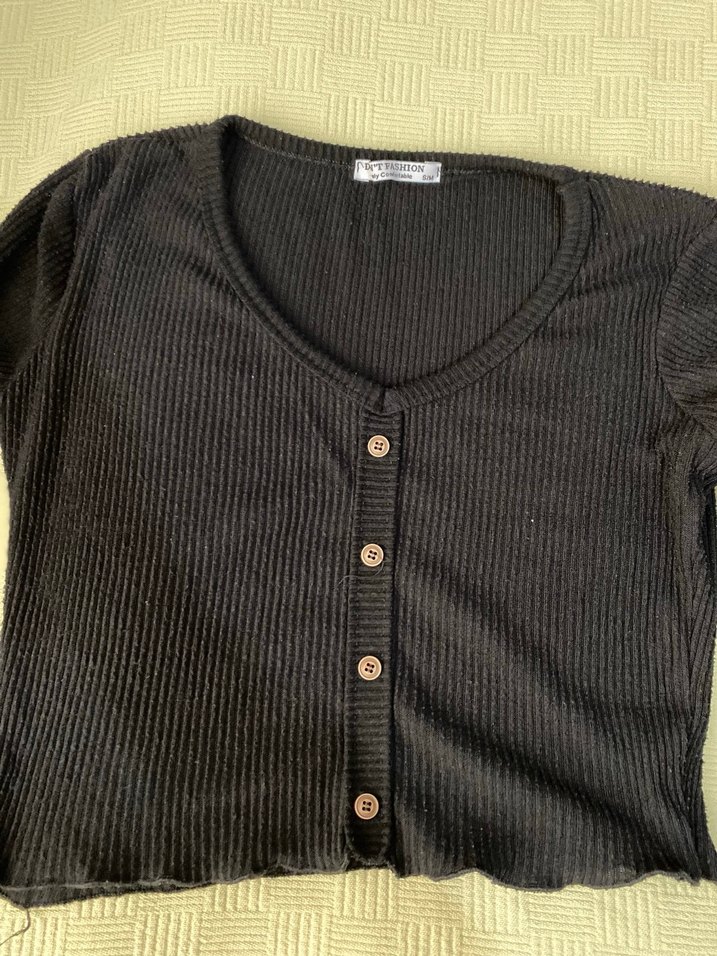 Düğmeli Siyah Kadın Body - Görsel 2