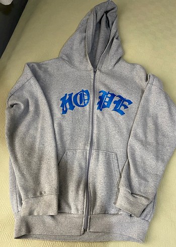 Gri Kapüşonlu Fermuarlı Sweatshirt - Görsel 4